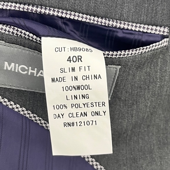Michael Kors Mens 40R Single Breasted Sport Coat Grey Slim Fit Lined Two-Button - Picture 7 of 14